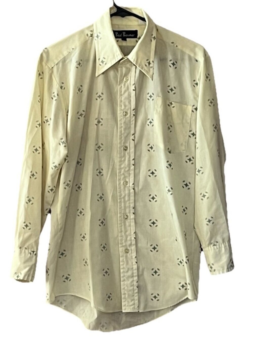 Bud Berma Vintage Men's Medium 16/32 Long Sleeve Button Front Shirt Light Yellow